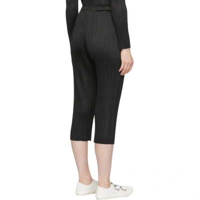 Shop Issey Miyake Pleats Please  Black Pleated Cropped Basics Trousers
