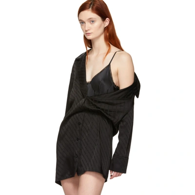 Shop Alexander Wang Black Logo Mini Shirt Dress In 001 Black