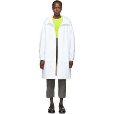 Shop Helmut Lang White Recycled Hooded Rain Coat