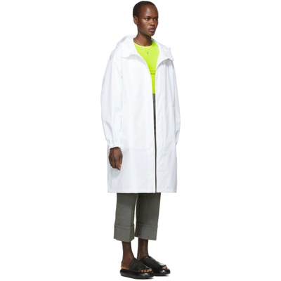 Shop Helmut Lang White Recycled Hooded Rain Coat