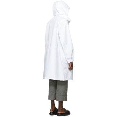 Shop Helmut Lang White Recycled Hooded Rain Coat