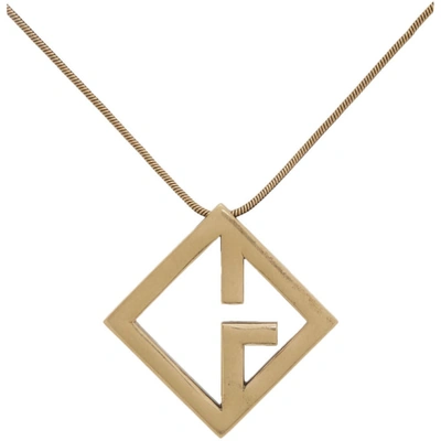 Shop Givenchy Gold Geometric G Pendant Necklace In Antic Gold