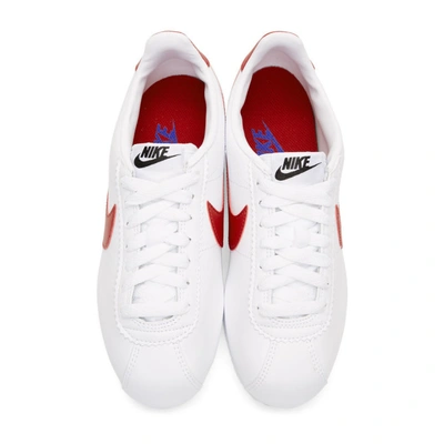 Shop Nike White Leather Classic Cortez Sneakers In 103 Wht/red