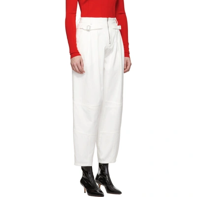 Shop Givenchy White Cotton Gabardine Belted Trousers