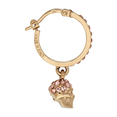 Shop Alexander Mcqueen Gold And Pink Mini Skull Hoop Earrings In 7295 0953
