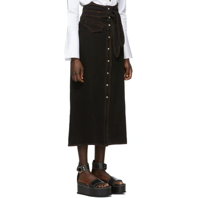Shop Nanushka Black Denim Alma Skirt