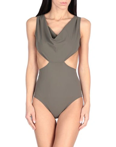 Shop Rick Owens One-piece Swimsuits In Military Green