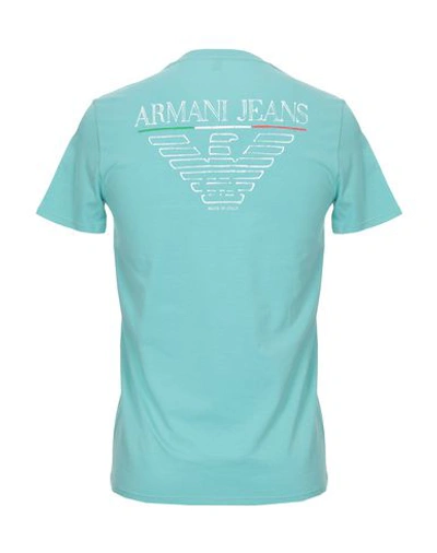 Shop Armani Jeans T-shirts In Turquoise