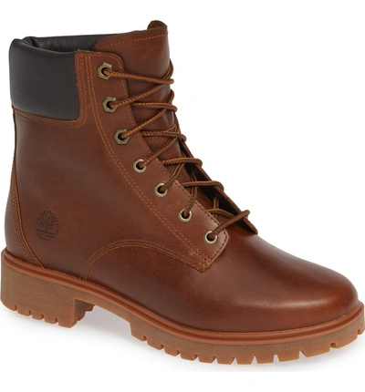 Shop Timberland Jayne Waterproof Hiking Bootie In Brown Leather