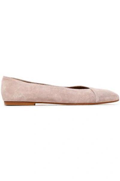 Shop Atp Atelier Woman Suede Point-toe Ballet Flats Neutral