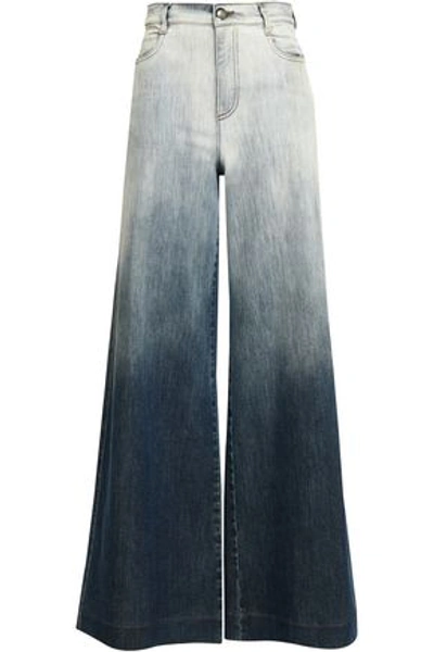 Shop Red Valentino Redvalentino Woman Dégradé High-rise Wide-leg Jeans Light Denim