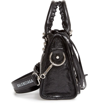 Shop Balenciaga Mini Arena City Leather Satchel - Black In Black/ White