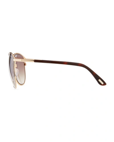 Shop Tom Ford Penelope Metal Butterfly Sunglasses In Brown