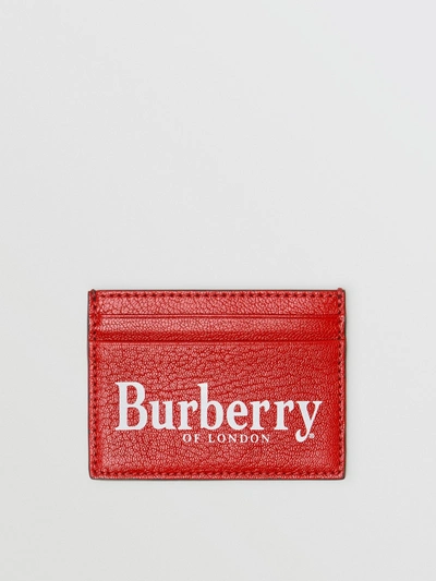 Shop Burberry Logo Print Leather Card Case In Rust Red/black