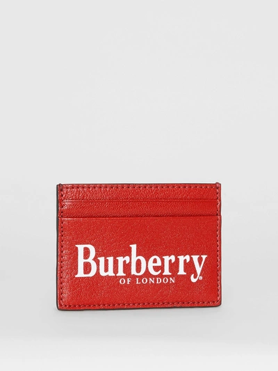 Shop Burberry Logo Print Leather Card Case In Rust Red/black