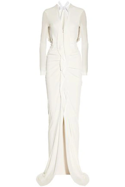 Shop Roland Mouret Compeyson Open-back Stretch-crepe Gown In Ivory