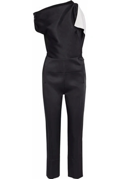 Shop Roland Mouret Woman Dunwich One-shoulder Cutout Satin-crepe Jumpsuit Black