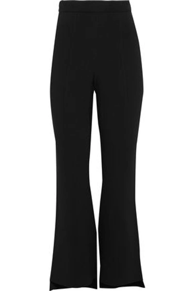 Shop Roland Mouret Woman Staltham Stretch-knit Kick-flare Pants Black