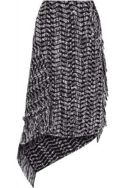 Shop Roland Mouret Woman Pickhill Asymmetric Cotton-blend Tweed Midi Skirt Black