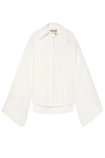 Shop A.w.a.k.e. Woman Oversized Cotton-poplin Shirt White