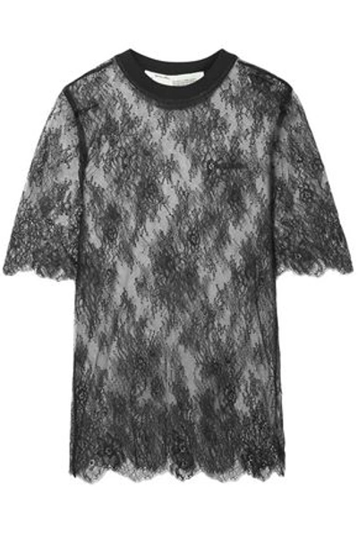 Shop Off-white ™ Woman Cotton-blend Lace T-shirt Black