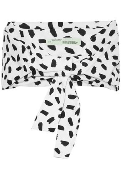 Shop Off-white Cropped Printed Cotton-poplin Top In White