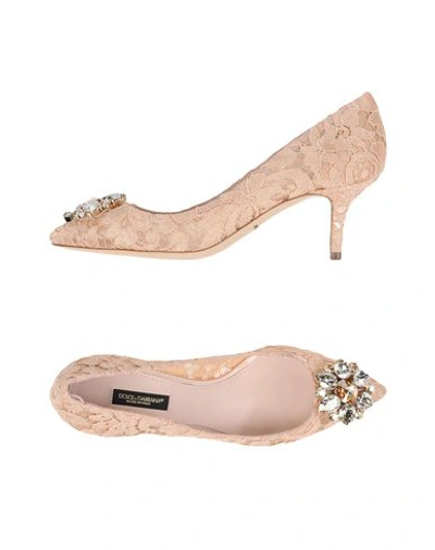 Shop Dolce & Gabbana Woman Pumps Blush Size 6.5 Cotton, Viscose, Silk, Pa In Pale Pink