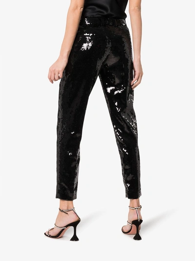 Shop Saint Laurent Sequin Embellished Slim Leg Trousers In Black