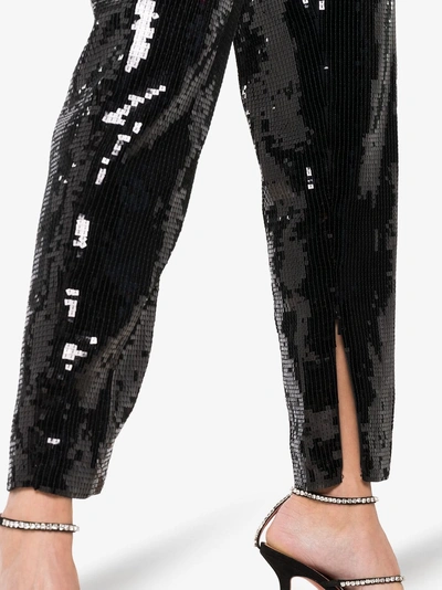 Shop Saint Laurent Sequin Embellished Slim Leg Trousers In Black