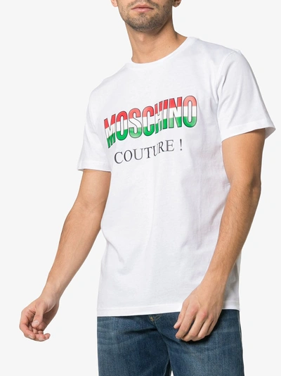 Shop Moschino Italy Logo Cotton T-shirt In White