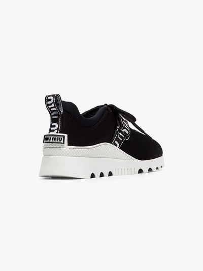 Shop Miu Miu Sneakers Mit Schnürung In F0002 Black