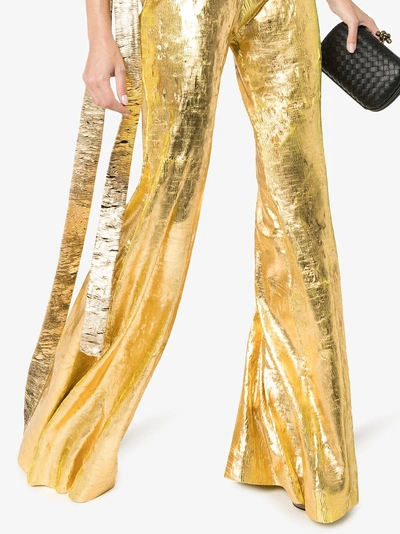 Shop Halpern High-waisted Flared Trousers In 107 - Metallic