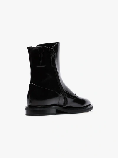 Shop Alexander Mcqueen Black Button-detail Leather Ankle Boots In 1000 Black
