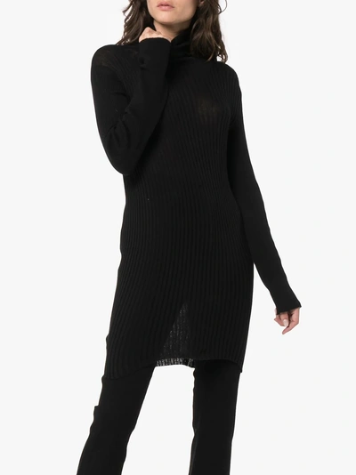 Shop Ann Demeulemeester Longline Ribbed Turtleneck Sweater In Black