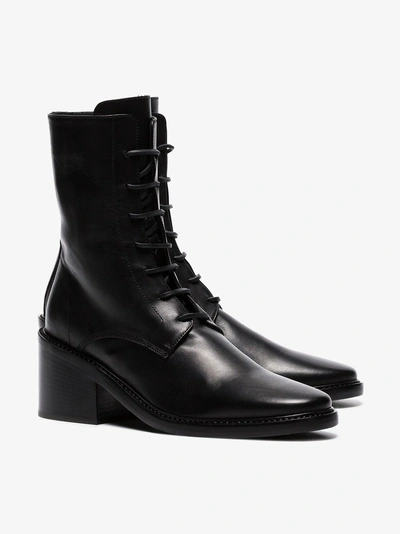 Shop Ann Demeulemeester Black 65 Lace Up Leather Ankle Boots In 099 Black