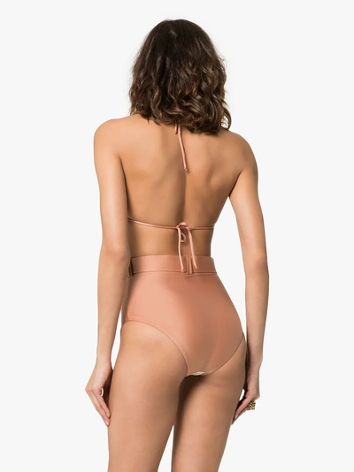 Shop Adriana Degreas Porto Striped Belted Waist Bikini Set In Pink