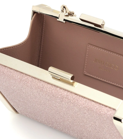 Shop Jimmy Choo J Box Glitter Clutch In Pink