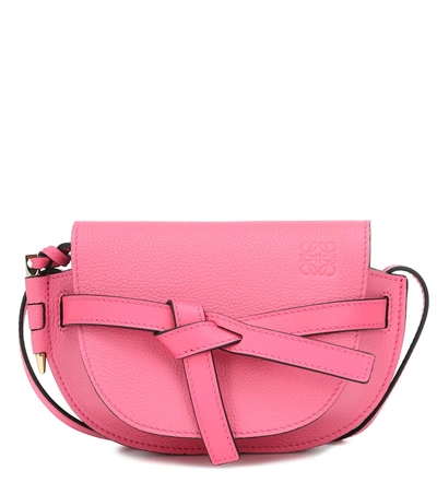 Shop Loewe Gate Mini Leather Crossbody Bag In Pink
