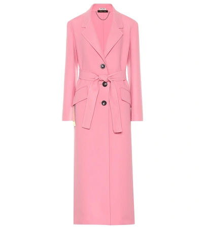 Shop Miu Miu Belted Wool Coat In Pink