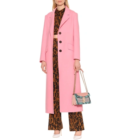 Shop Miu Miu Belted Wool Coat In Pink
