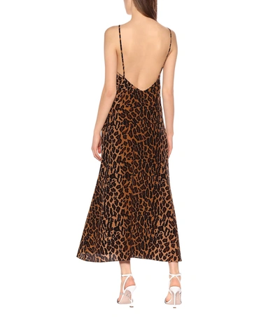 Shop Miu Miu Leopard-print Silk Dress In Brown