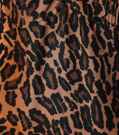 Shop Miu Miu Leopard-print Silk Dress In Brown