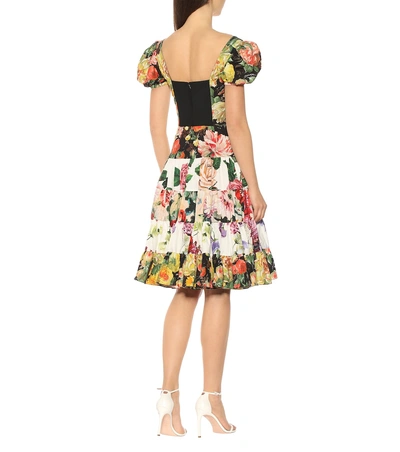 Shop Dolce & Gabbana Floral-printed Cotton Dress In Multicoloured