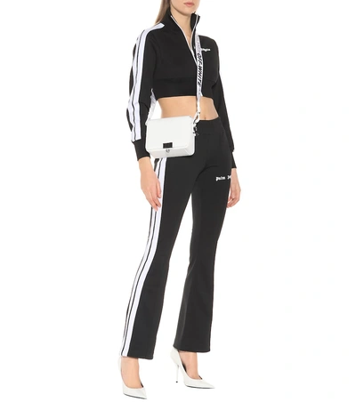 Shop Palm Angels Cropped Jersey Track Jacket In Black