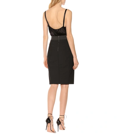 Shop Dolce & Gabbana Satin And Lace Pencil Skirt In Black