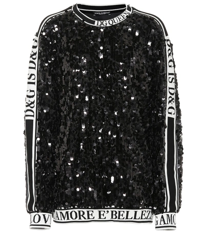 Shop Dolce & Gabbana Sequined Sweatshirt In Black