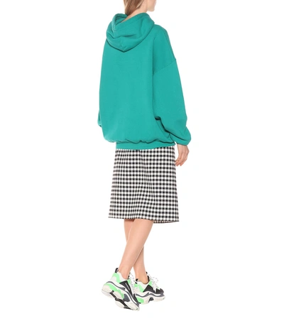Shop Balenciaga Oversized Cotton Jersey Hoodie In Green