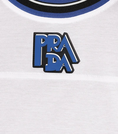 Shop Prada Printed Cotton T-shirt In White