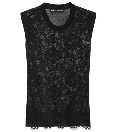 Shop Dolce & Gabbana Lace Tank Top In Black