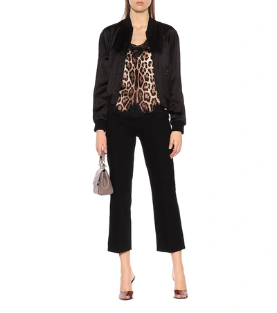 Shop Dolce & Gabbana Leopard-print Silk-blend Camisole In Brown